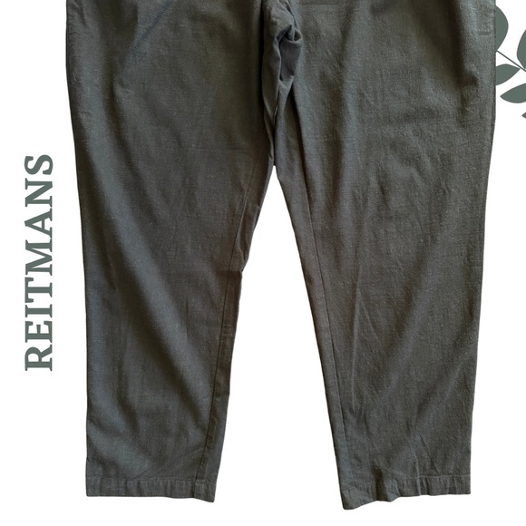 🛍️3/$40 REITMANS Signature Linen Blend Jogger Capri Pants Black Elastic Waist 18 - Picture 5 of 6
